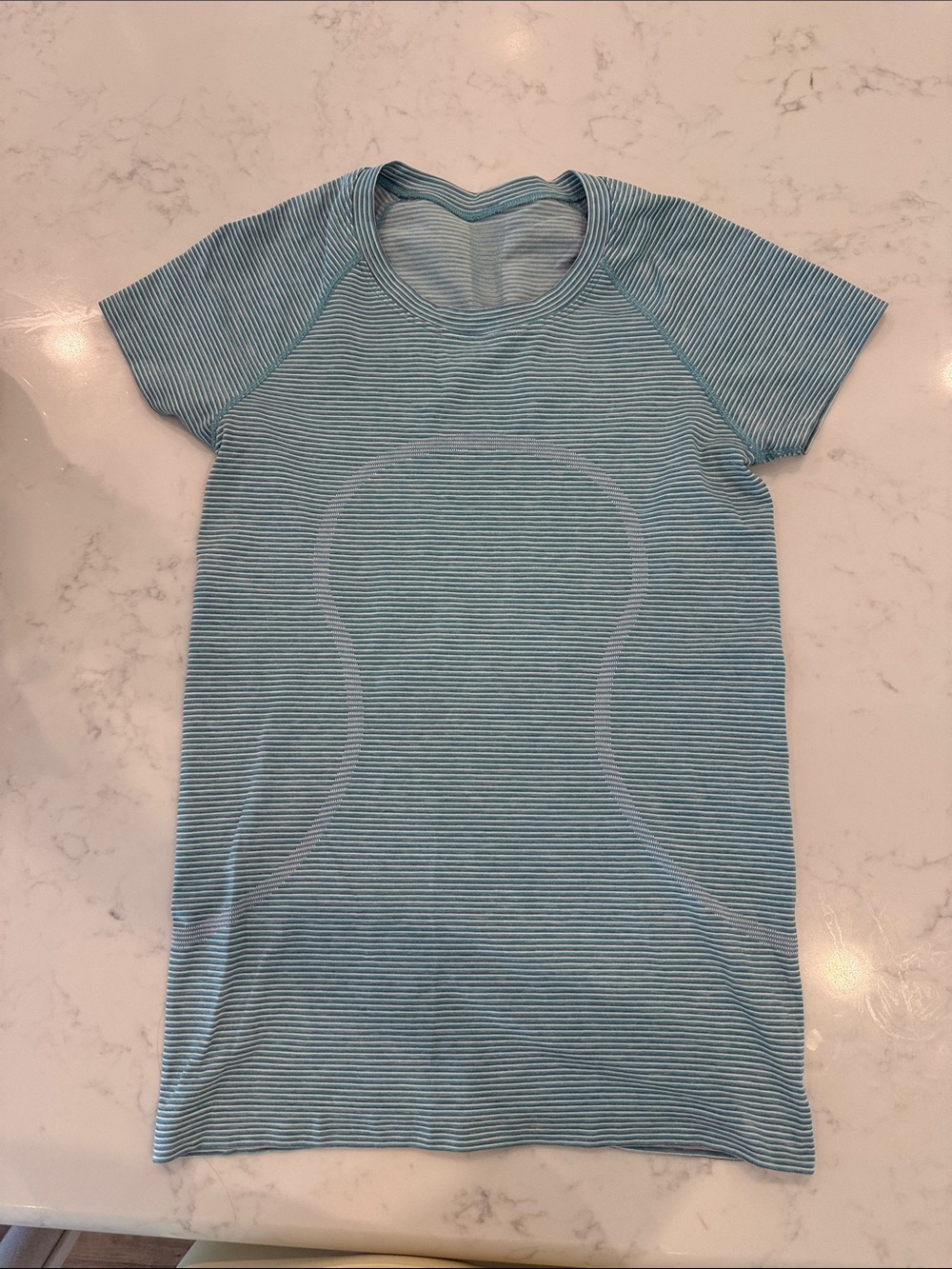Lululemon Striped Blue Short Sleeve Athletic Top